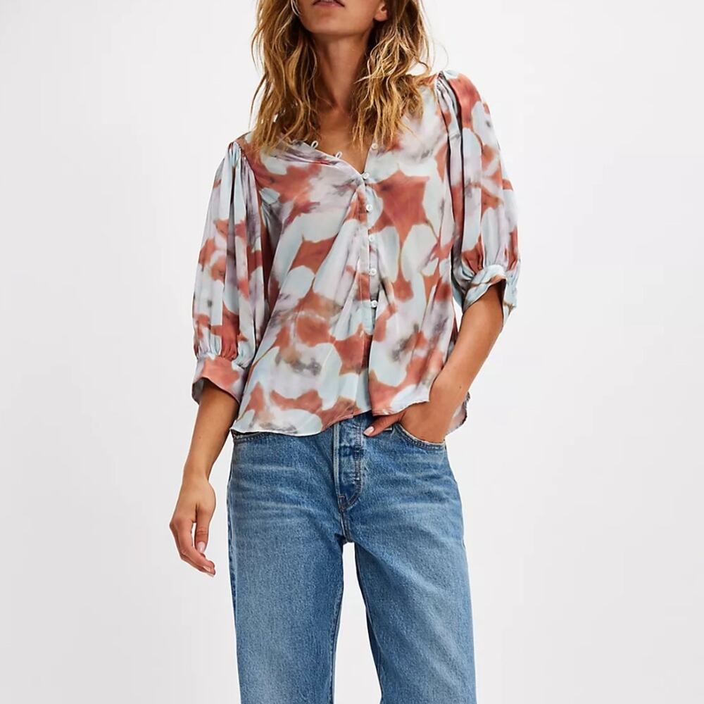 Jen’s Pirate Booty | Reflection Saloon Blouse Top Button Front Boho Chic Small - Picture 2 of 11